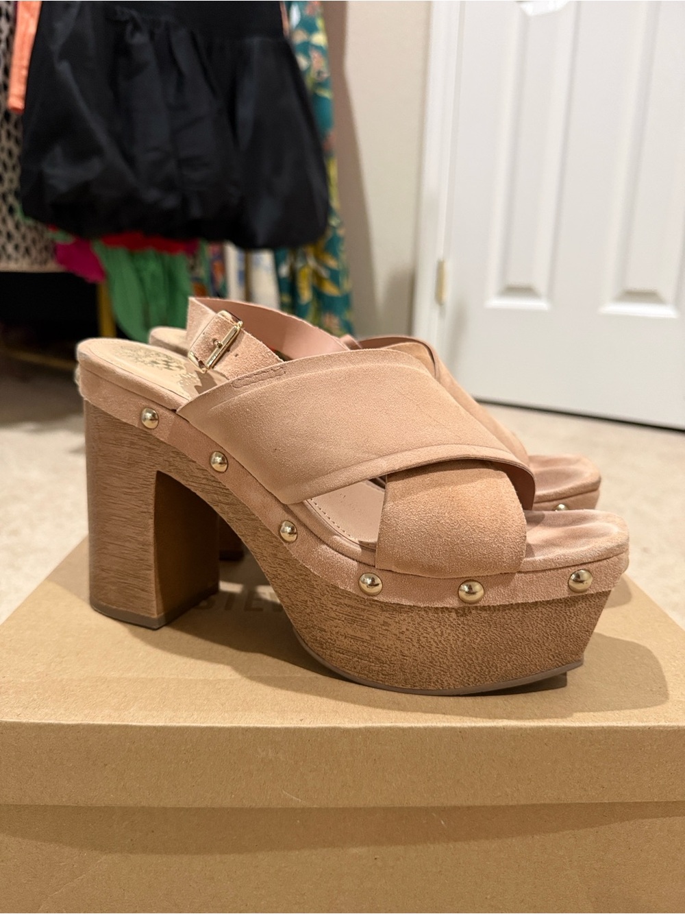 Vince Camuto Jeneyva Suede Slingback Platform Sandals